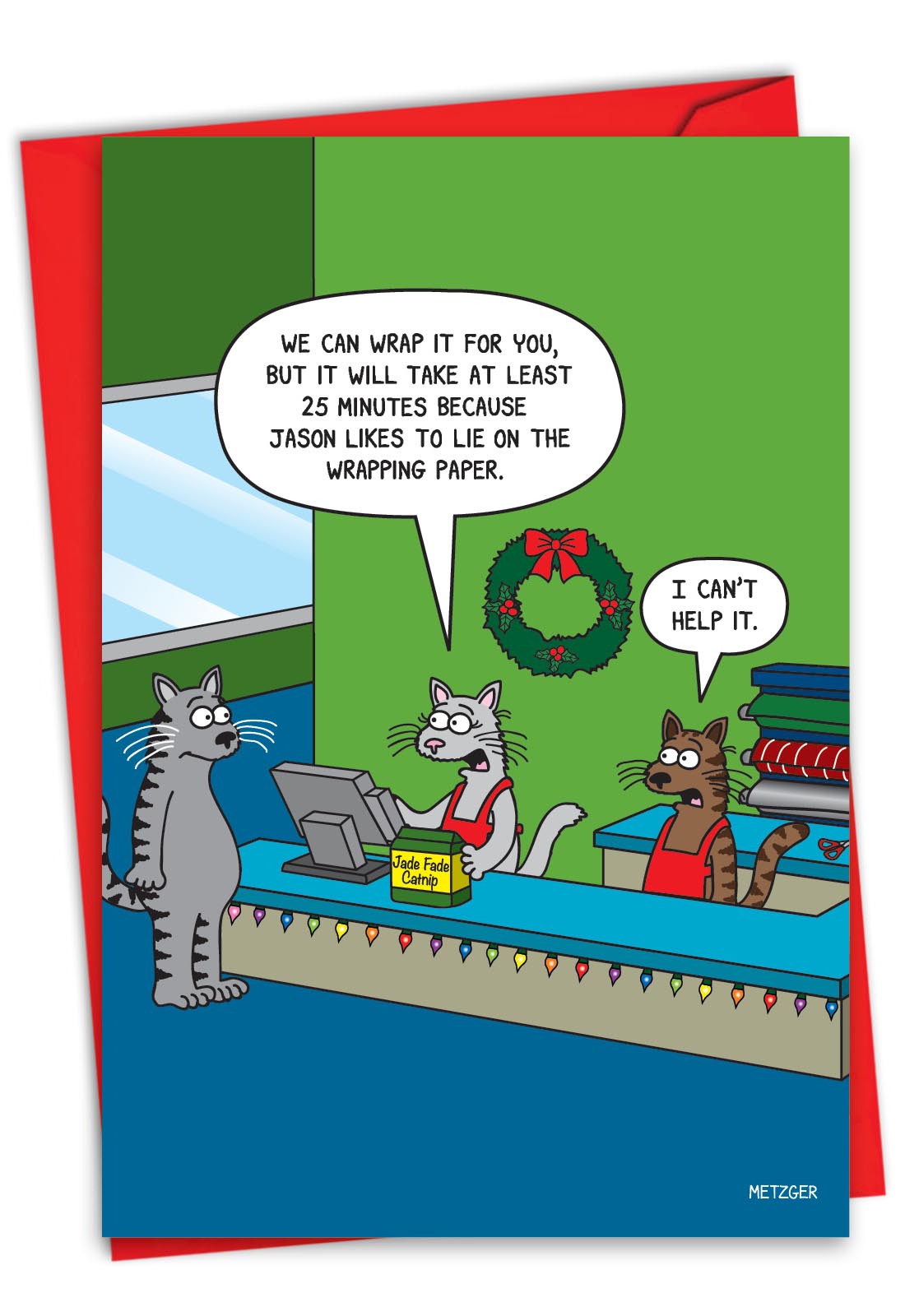 Cat Wrap Christmas Card