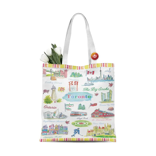 Toronto Landmarks Illustrated Canvas Tote Bag