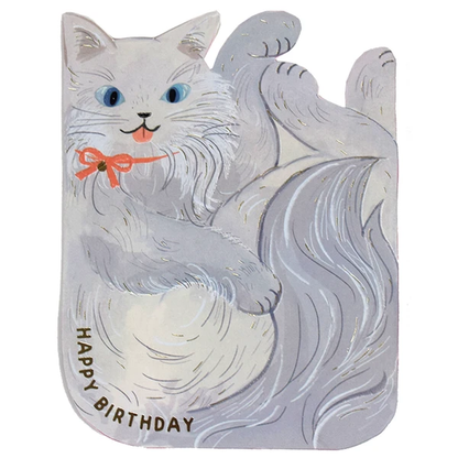 Birthday Gyukyu Neko Card Gray