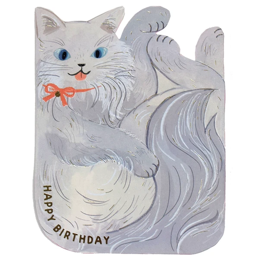 Birthday Gyukyu Neko Card Gray