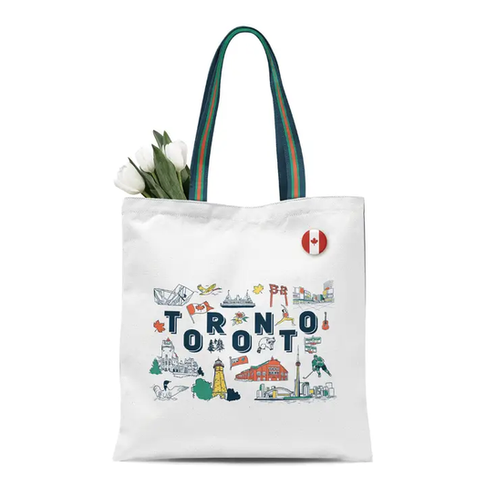 Toronto Illustrations Canvas Tote Bag City Landmarks