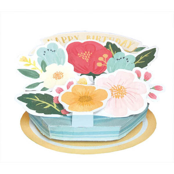 Pop-up 3D Happy Birthday Flower Pot Mixed Flower Card