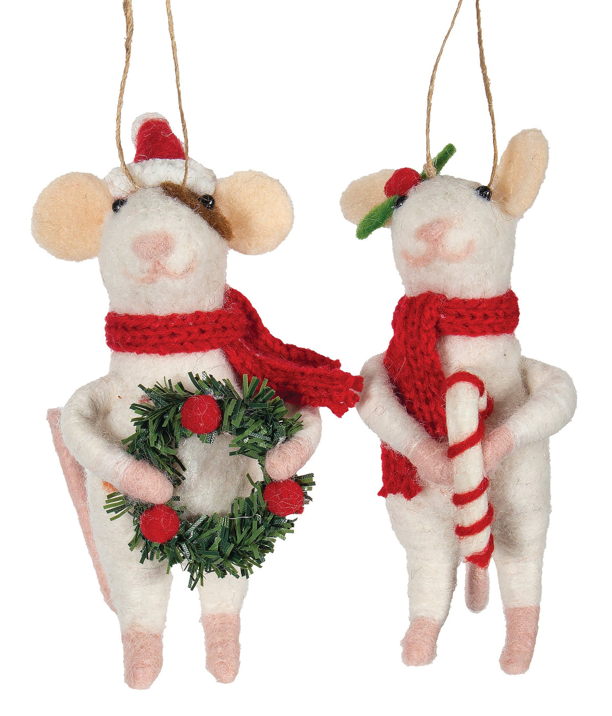 F30 - Felt Mouse in Red Scarf & White Patches Christmas Ornament