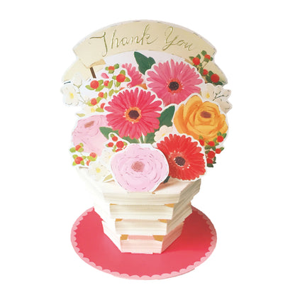 Pop-up 3D Thank You Flower Pot Mixed Flower Card