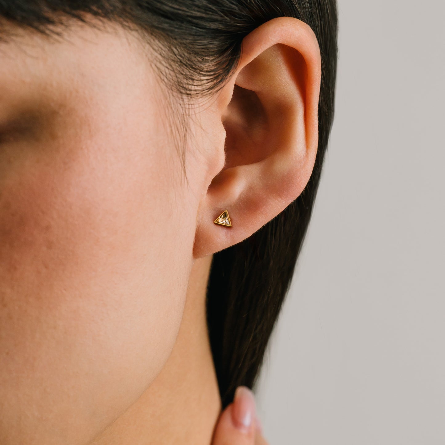 Sail Triangle CZ Stud Earrings Gold