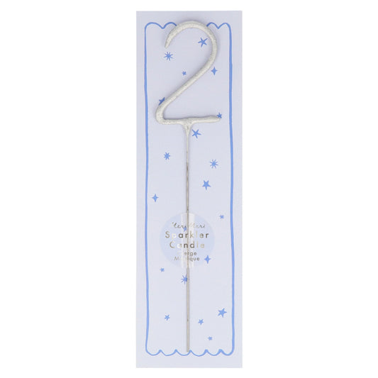 Silver Sparkler Number 2 Candle