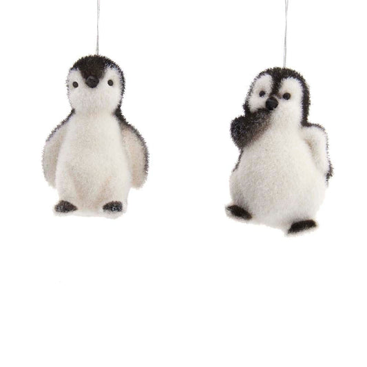 F47 - Flocked Penguin Christmas Ornaments