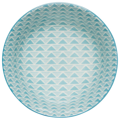 6" Red Blue Leaf Geo Stamped Bowl