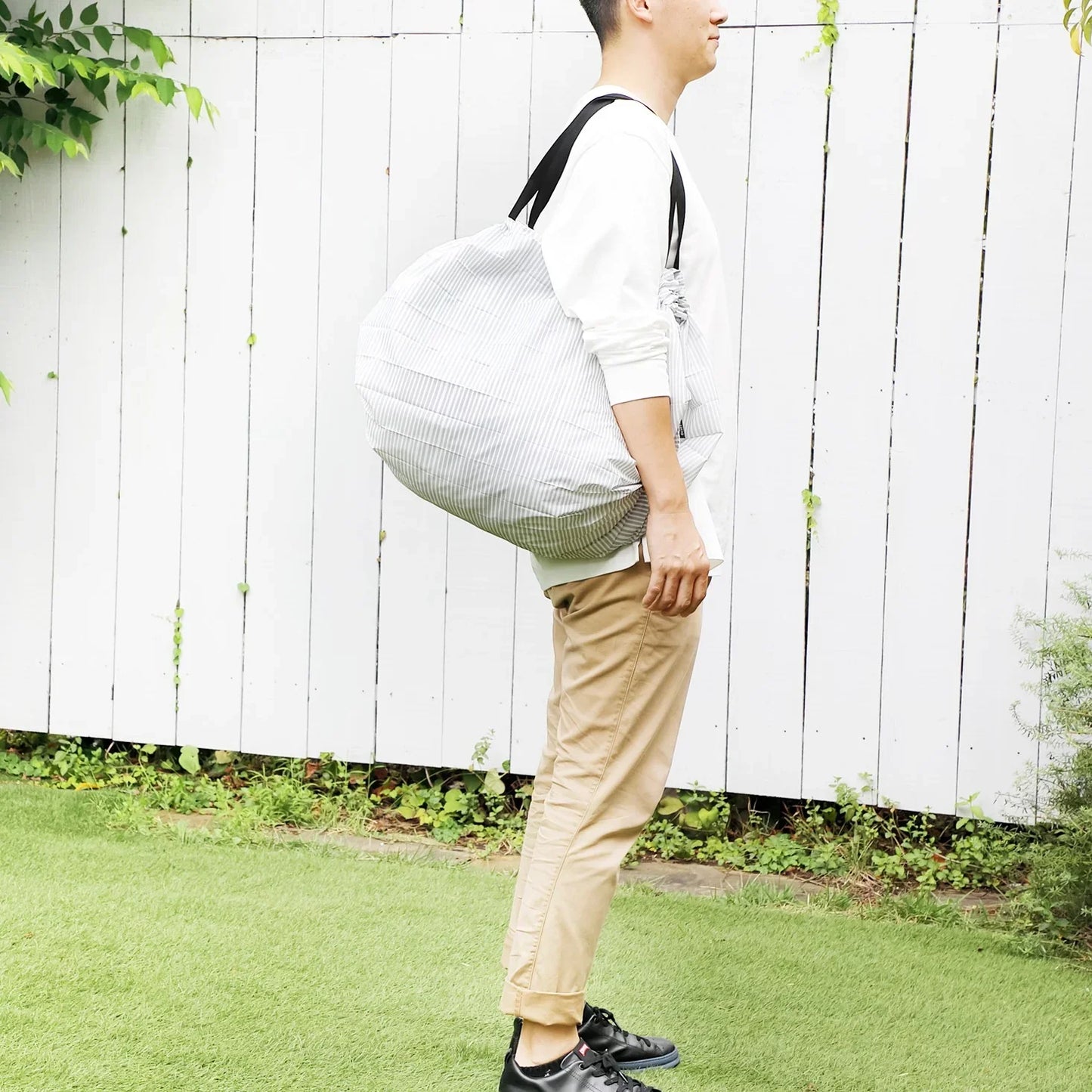 Shupatto Compact Reusable Bag Large Sen Stripe