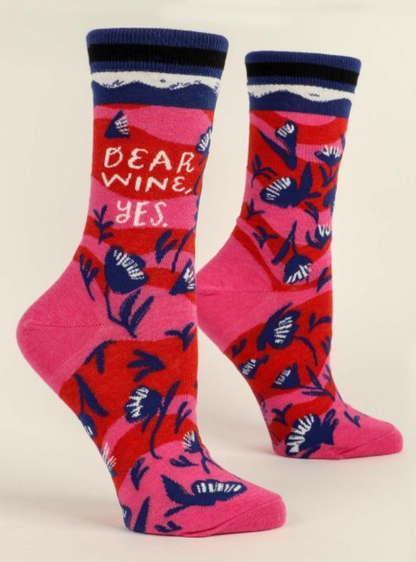 Women's Crew Socks Dear Wine Yes