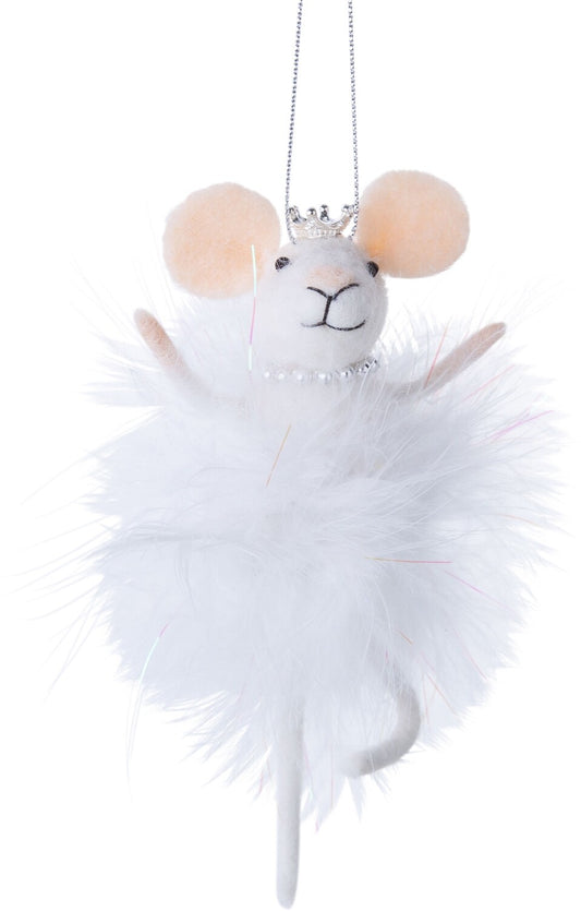 Felt Mouse With Feather Outfit Ornament