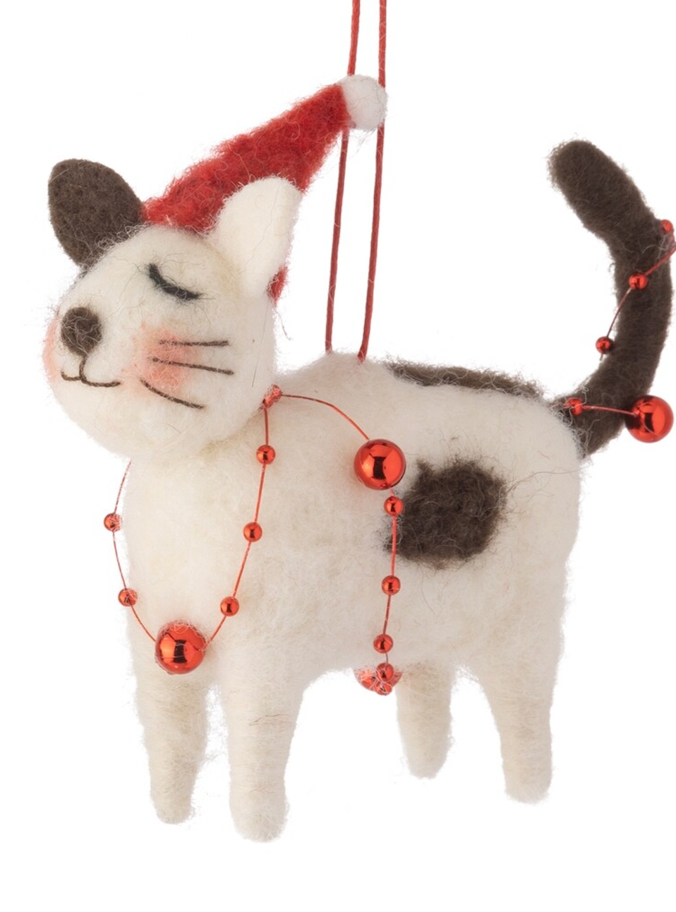 Felt Cat with Wreath / Garland Ornament