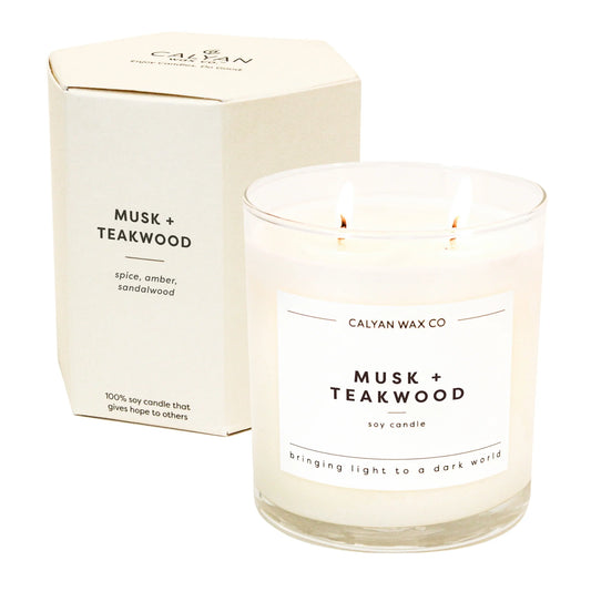 Glass Tumbler Soy Candle Musk + Teakwood